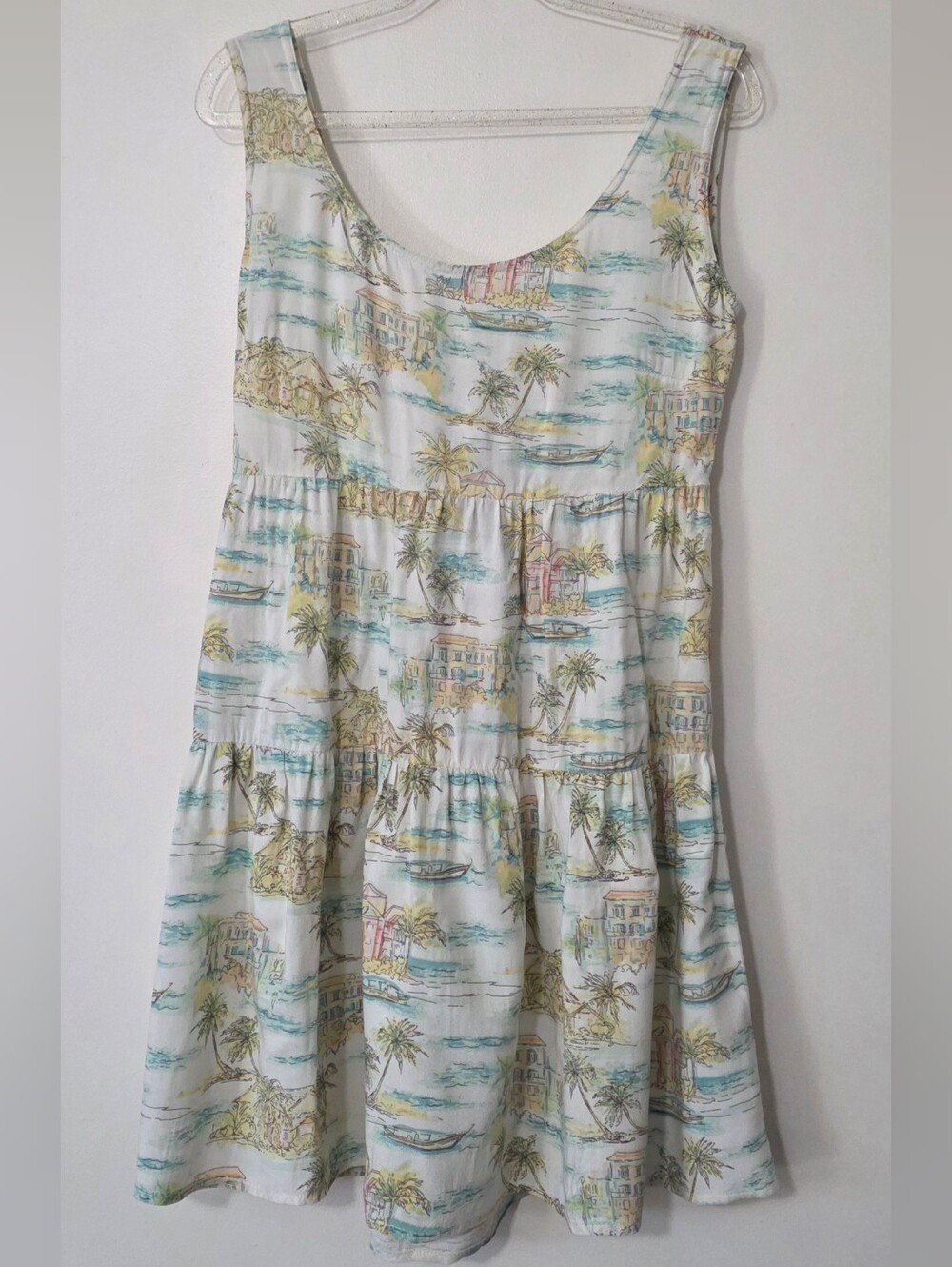 Raya Sun Tiered Sun Dress Coastal Cottagecore Resortwear Pastel Tropical Medium